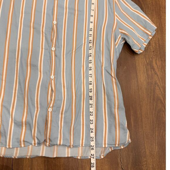 The Kooples Blue striped Hawaiian Collar Short Sleeve Button Down size Large - Picture 8 of 8